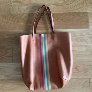 Madewell tote with painted multi-color stripes